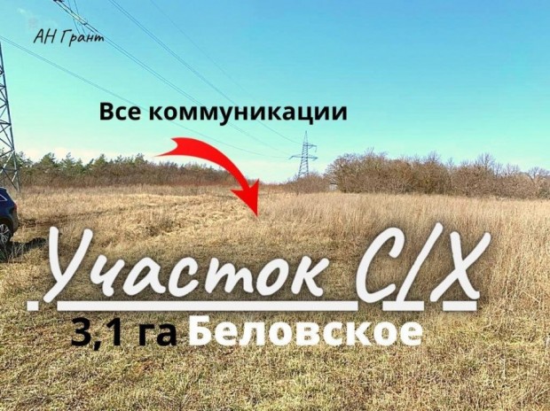 Фотография 1 - Участок 3,1 га ,земля  С/Х назначения в Беловское ,ВСЕ КОММУНИКАЦИИ ,3 км от Белгорода