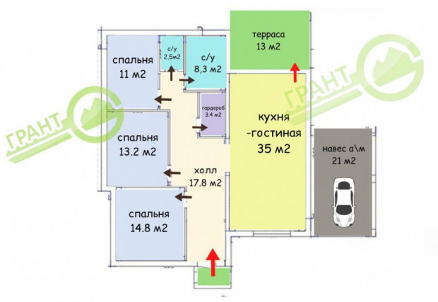 Фотография 33 - Новый СТИЛЬНЫЙ дом 110 м2 , с ВСТРОЕННОЙ КУХНЕЙ. НАВЕСОМ и ТЕРРАСОЙ в Разумное-81